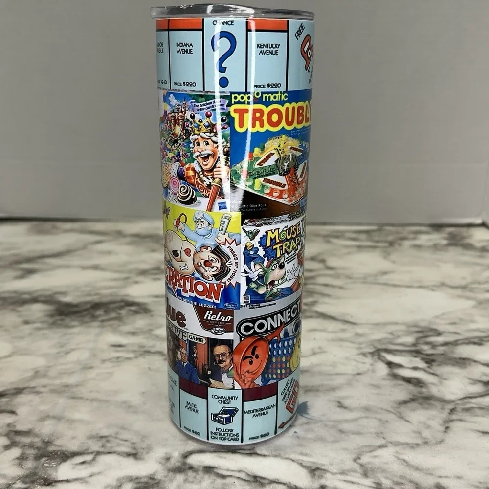 Unique Classic Board Games 20-oz Stainless Steel Tumbler, Water Bottle, Fun